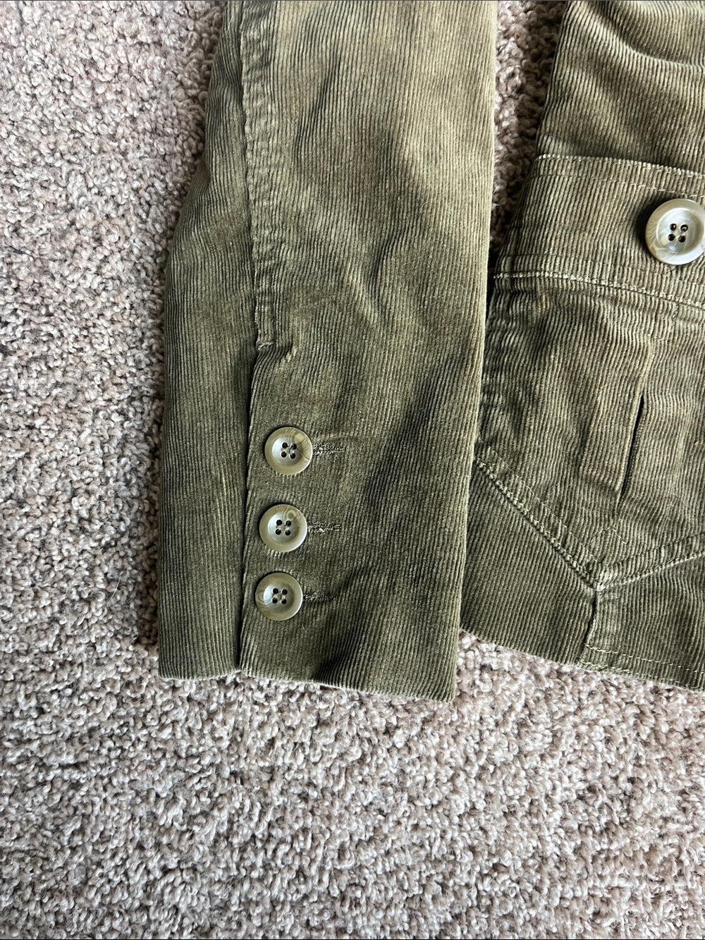 H&M Olive Green Corduroy Blazer Jacket Size 8 - Picture 3 of 9